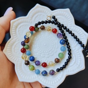 Colier '7 chakre ' din argint si pietre semipretioase - bijuterii - coliere - coliere din mărgele - Artynos.ro