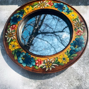Oglindă decorativă în flori tradiționale / Oglinda Florilor / Oglindă - casă & stil de viață - accesorii pentru decorat casa - oglinzi perete, oglinzi decor - Artynos.ro