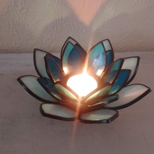 Lumină pură, armonie - Floare de Lotus tiffany suport lumânare, cadou spiritual pentru meditație, yoga. - casă & stil de viață - lumânări, parfumuri, arome - suport lumânări - Artynos.ro