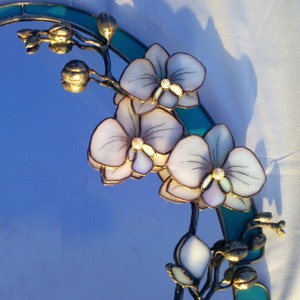 Oglindă Orhidee 3D din sticlă Tiffany -  - Artynos.ro