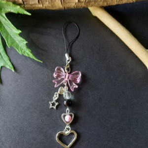 Telefon mobil, accesoriu pentru geanta, breloc cu talismane cu margele , , , Decoratiune roz, transparenta, sub forma de funda, cu margele, pentru telefonul mobil sau geanta, d..., ARTYNOS