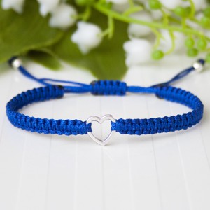 Bratara macramé impletita - Heart albastru inchis/argintiu, , , ARTYNOS