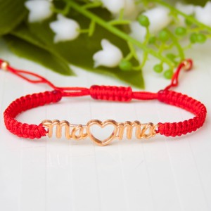 Brățară macramé împletită - Mama - roșu -  - Artynos.ro