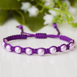 Bratara macramé impletita - Perle violet/roz deschis, , , ARTYNOS