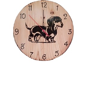 Ceas de perete din lemn cu caine dachshund, , , ARTYNOS