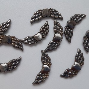 Distantier metalic cu aripa de inger - 22x9mm - 10 bucati / pachet - culoare gunmetal, , , ARTYNOS