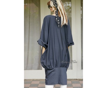 KEHELYRUHA - Rochie tunică din mătase vâscoasă / antracit - îmbrăcăminte și modă - haine damă - rochie, dintr-o bucată - Artynos.ro
