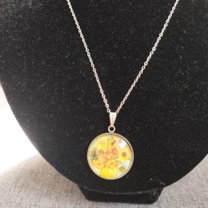 Colier din oțel medical cu lentile din sticlă și motiv Van Gogh -  - Artynos.ro