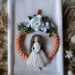 Decorațiune de perete pentru copii Macrame de primăvară - Decorațiune albă și piersică -  - Artynos.ro