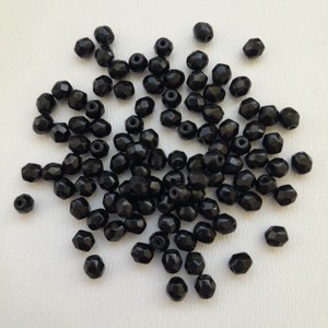 Margele cehe fatetate din sticla - 4mm - 100 buc / pachet - negru, , , ARTYNOS