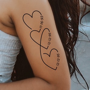 Tatuaj personalizat lavabil, Trei inimi cu date (3 bucati), , , ARTYNOS