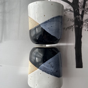 Set cani espresso 100 ml „Geo Contrast”, Casa & Stil de viata, Echipamente de bucatarie, Accesorii de servire, Cani, Ceramica, Cana „Geo Contrast” este realizata manual din ceramica si se remarca prin designul geometric modern..., ARTYNOS