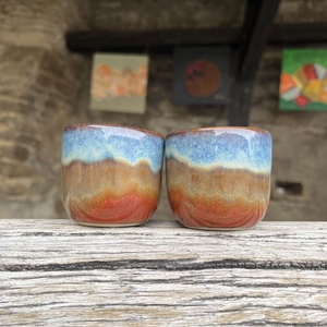 Set canute espresso ceramica 80 ml � Sunset Layers - Artynos.ro