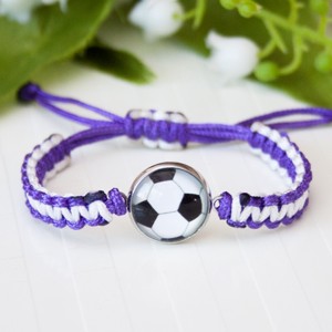 Bratara macramé impletita pentru copii - Fotbal violet/alb, , , ARTYNOS