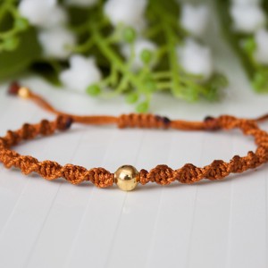 Bratara macramé impletita - Beaded twisted braid brown, , , ARTYNOS