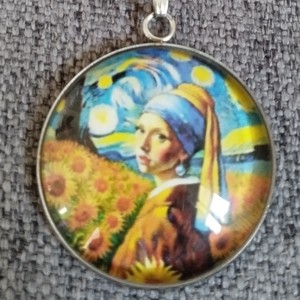 Lentile de sticlă, colier din oțel medical și set de cercei inspirat de Van Gogh și Vermeer -  - Artynos.ro