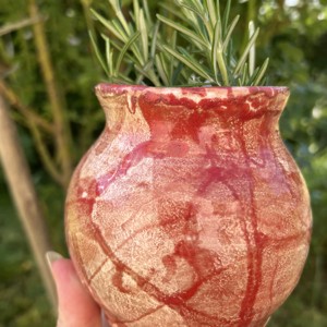 Vază Raku roșu aprins -  - Artynos.ro