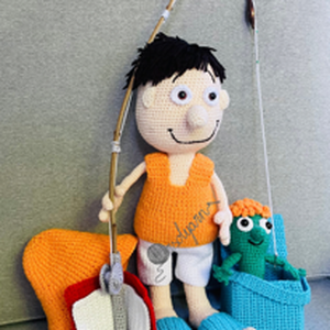  Marele Pescar - Cadou crosetat pentru pasionati de pescuit , Jucarii si echipamente pentru copii, Plusuri, Figurine de plus, Crosetat, Cusatura, ARTYNOS