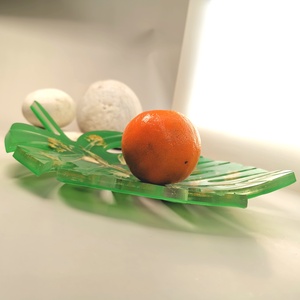 Frunza verde  de palmier din rasina cu flori presate cadou delicat unicat - casă & stil de viață - decorațiuni de casă - decorațiuni de pereți - suport pentru chei - Artynos.ro