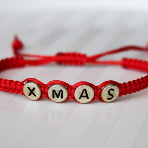 Bratara macramé impletita - XMAS rosu, , , ARTYNOS