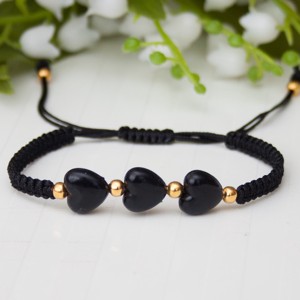 Bratara macramé impletita - Inimi negre, , , ARTYNOS
