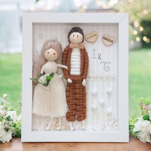 Cadou de nuntă - Tablou 3D personalizat cu mirii realizat în tehnica macramé - accesorii nuntă - amintiri și cadouri de nuntă - cadou nuntă - Artynos.ro