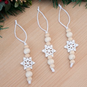 Ornament din lemn pentru pomul de Craciun 3 bucati - Fulg de zapada cu fulgi de zapada, , , ARTYNOS