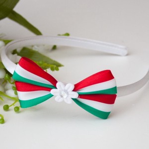 Bentiță de păr de culoare națională cu arc - roșu-alb-verde -  - Artynos.ro