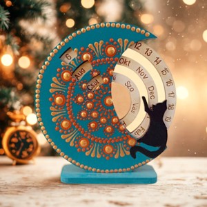 Calendar perpetuu Mini Kitty - turcoaz-rosu-auriu, Casa & Stil de viata, Accesorii pentru decorat casa, Decoratiuni de masa si decoratiuni pentru rafturi , Decoratiuni de masa, , ARTYNOS
