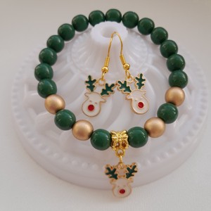 Set de bijuterii cu cerb de Crăciun - brățară, cercei -  - Artynos.ro