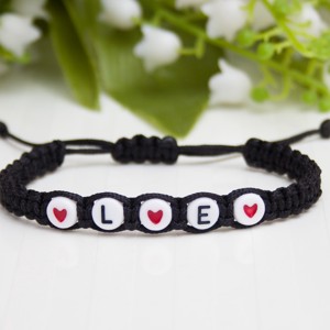 Bratara macramé impletita cu litere - Hearts black, , , ARTYNOS