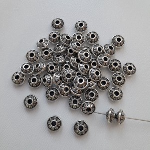 Distantiere metalice - 6,5 x 3mm - 56 buc / pachet - culoare argintiu antic, , , ARTYNOS