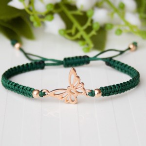 Bratara macramé impletita - Fluture, fluture verde inchis / auriu, , , ARTYNOS