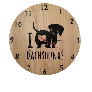Ceas de perete mare din lemn cu caine dachshund, , , ARTYNOS