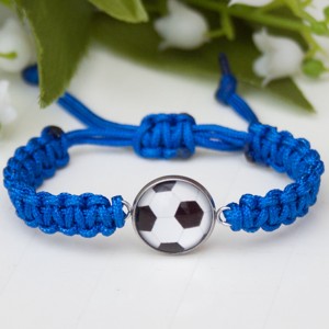 Bratara macramé impletita pentru copii - Fotbal albastru, , , ARTYNOS