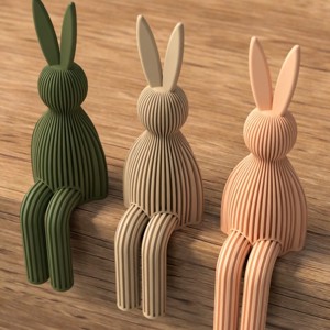 Figurina iepuras cu nervuri  Iepuras pentru raft imprimat 3D in culori pastelate  Decor minimalist modern de Paste, , , ARTYNOS