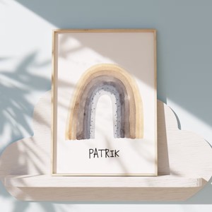 Imagine personalizată pentru camera copiilor, decorațiuni pentru camera bebelușului, arici, lună, curcubeu, artă de perete set de 3 -  - Artynos.ro
