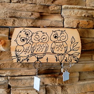 Suport de chei de perete in forma de bufnita, realizat manual  - Artynos.ro