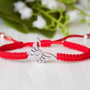 Brățară macramé împletită - Butterfly red -  - Artynos.ro