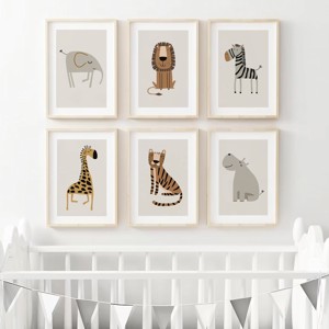 Safari animal imagine, serie poster minimal, camera de copii perete arta set 6 buc, , , ARTYNOS