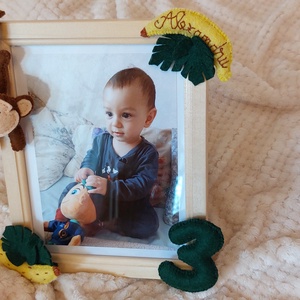 Rama foto personalizata pentru copii Maimutica zurli, Casă & Stil de viață, Echipament pentru camera copiilor, Tablouri de cameră pentru copii, Broderie, Cusătură, ARTYNOS