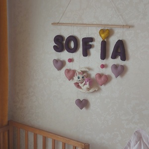 Ghirlanda personalizata cu nume pentru camera copiilor. Cadouri pentru copii. Decoratiuni handmade.Jucarii personalizat - casă & stil de viață - echipament pentru camera copiilor - decorațiuni de cameră - Artynos.ro