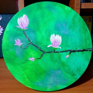 Magnolie detaliu Tablou acrilice pe panza 30 cm, Arte vizuale si accesorii , Picturi, Pictura acrilica, Pictura, ARTYNOS