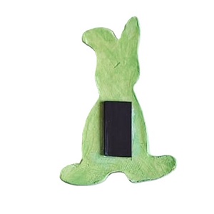 Iepurași înflorați Paște Fericit din lut, cu magnet, model 2 - decor de sărbători - decorațiuni de paște - iepuraș de paște - Artynos.ro