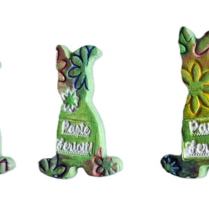 Iepurași înflorați Paște Fericit din lut, cu magnet, model 2 - decor de sărbători - decorațiuni de paște - iepuraș de paște - Artynos.ro
