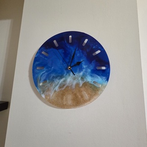 Ceas de perete handmade din rasina, model ocean - casă & stil de viață - decorațiuni de casă - decorațiuni de pereți - ceasuri de perete - Artynos.ro