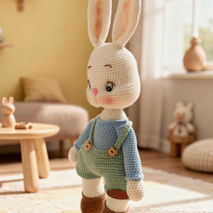 Iepurașul Forest � iepuraș croșetat handmade, jucărie pentru copii 3+ - jucării și echipamente pentru copii - plușuri - iepure de pluș - Artynos.ro