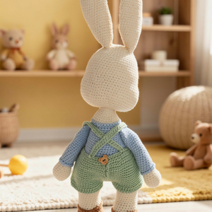 Iepurașul Forest � iepuraș croșetat handmade, jucărie pentru copii 3+ - jucării și echipamente pentru copii - plușuri - iepure de pluș - Artynos.ro