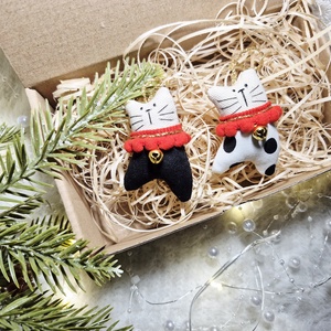 SET decoratiuni Craciun - Pisicute dansatoare  - crăciun - decorațiuni de crăciun de casă - figurine pentru pomul de crăciun - Artynos.ro