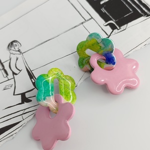 Cercei Spring in Pastel, Bijuterii, Cercei, Cercei Hoops, Pictura, Confectionarea bijuteriilor, ARTYNOS